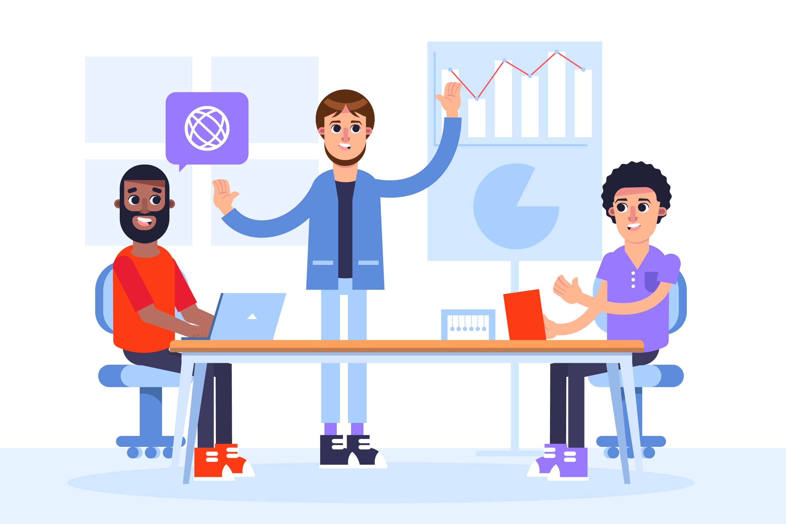 Technology team collaborating around AI and blockchain systems